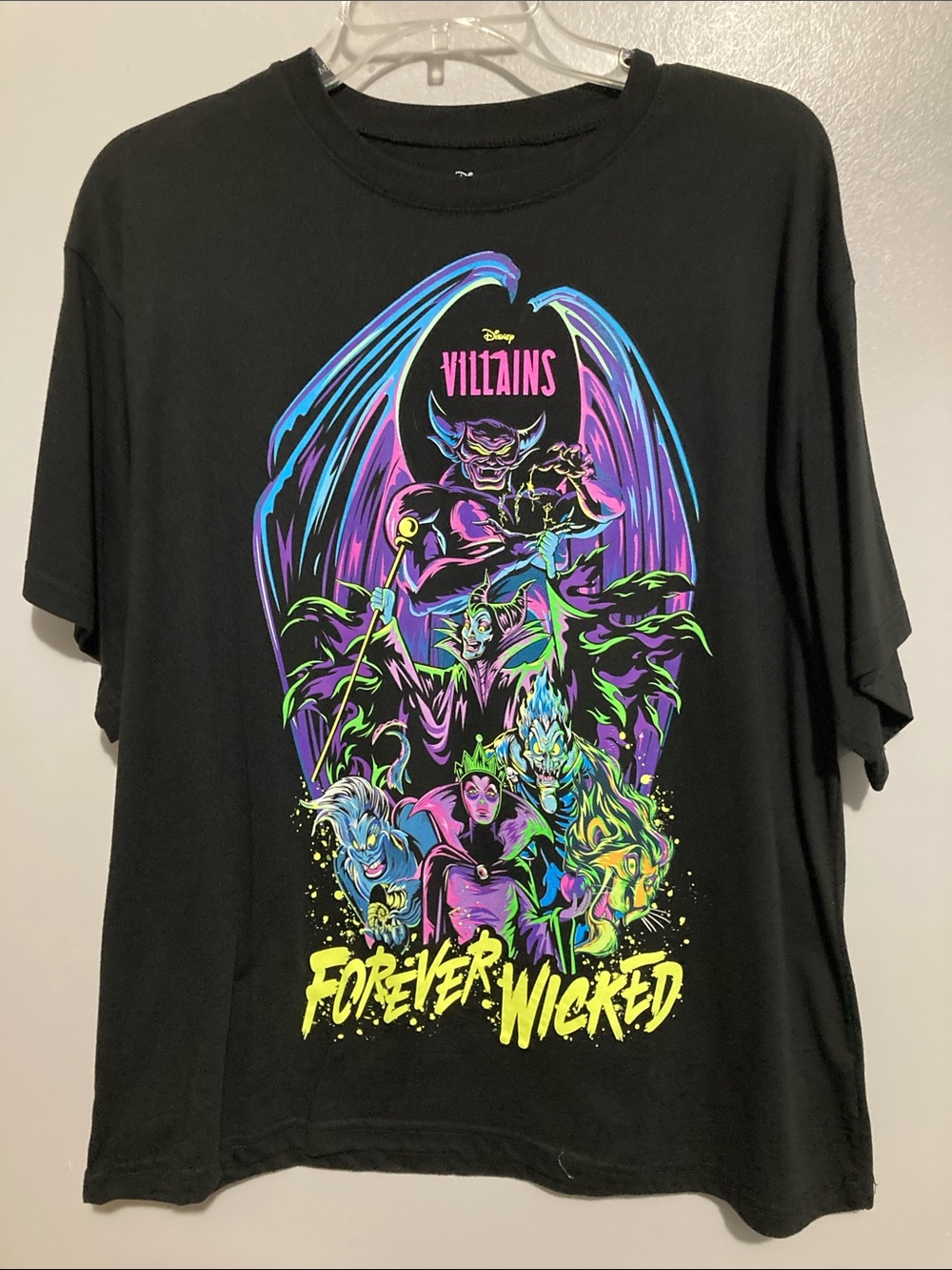 Disney Black Short-Sleeve Villains Graphic Tee with Neon Accents